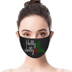 Christmas Holly Jolly Rhinestone Mask